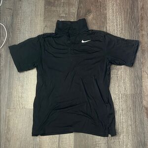 Nike Black Polo with White Swoosh dri fit